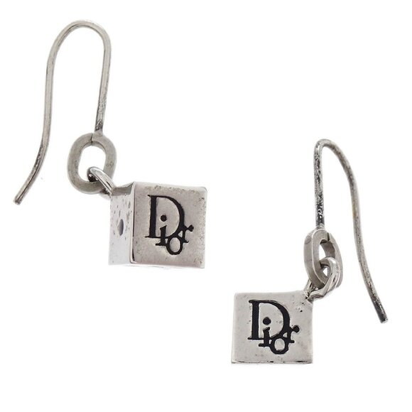 Christian Dior 2set Necklace Piercing Earrings Dice Silver 144870 - Picture 3 of 6